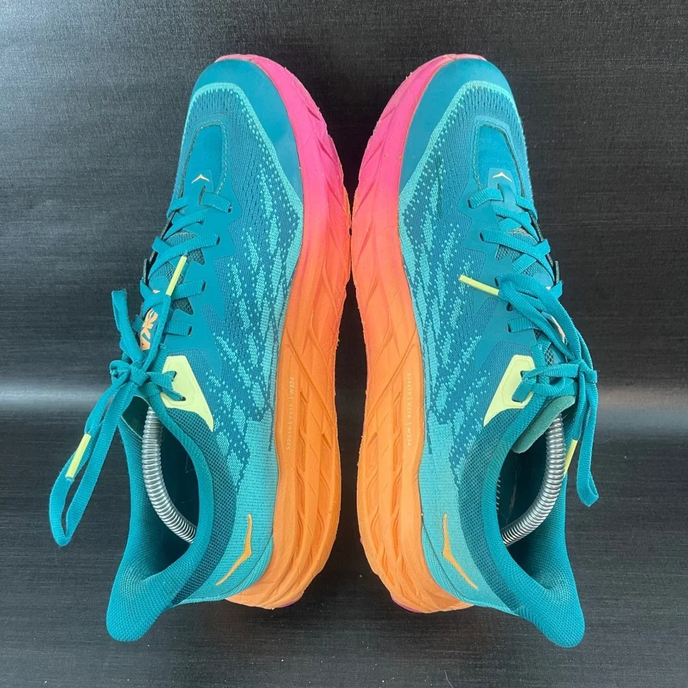 Hoka Speedgoat 5 Womens 9.5B Green Teal Pink Hiking Trail Running Vibram Shoes - Picture 7 of 9